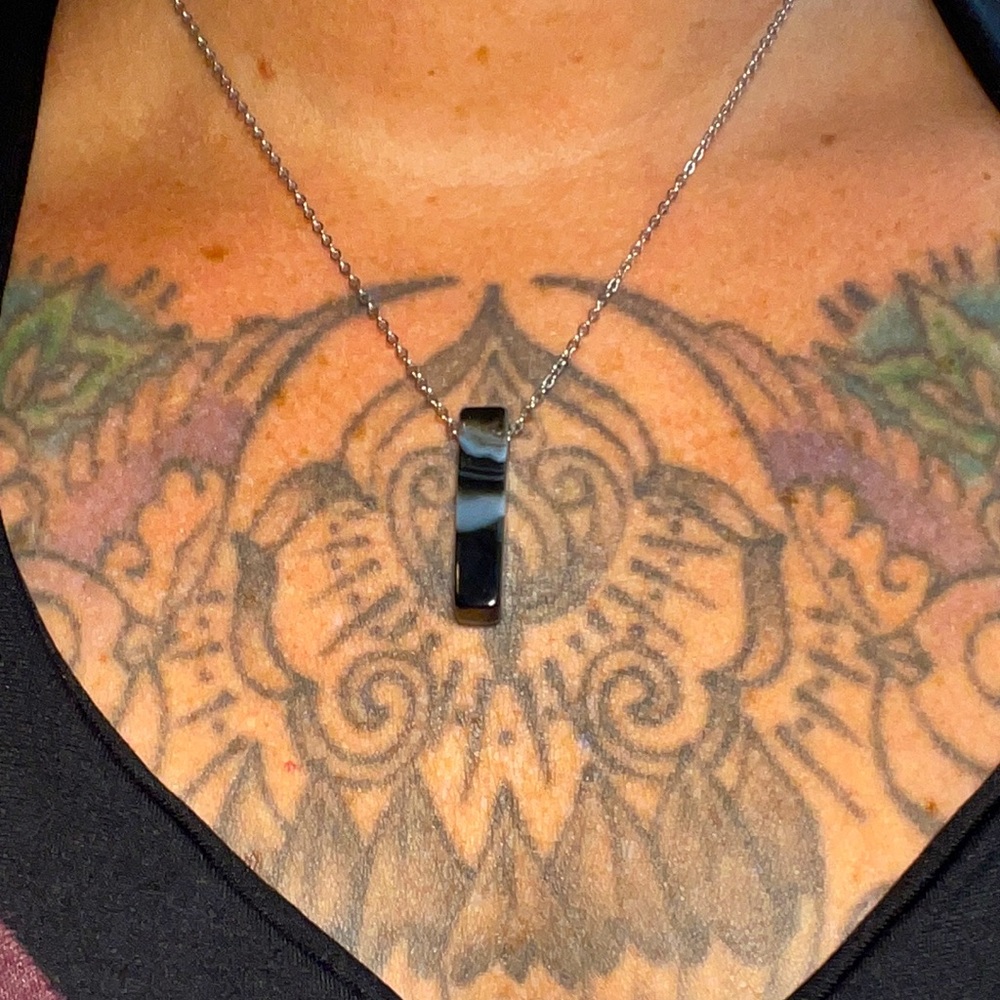 Black Agate Necklace Courage Grounding Balance